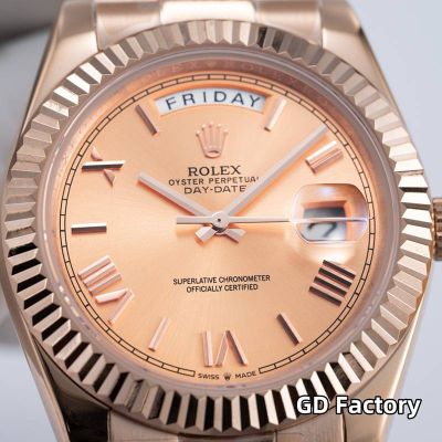 Rolex Day-date 8285 Movement 40mm Rose Gold Face Roman Numerals Markers Rose Gold President Strap Men Watch
